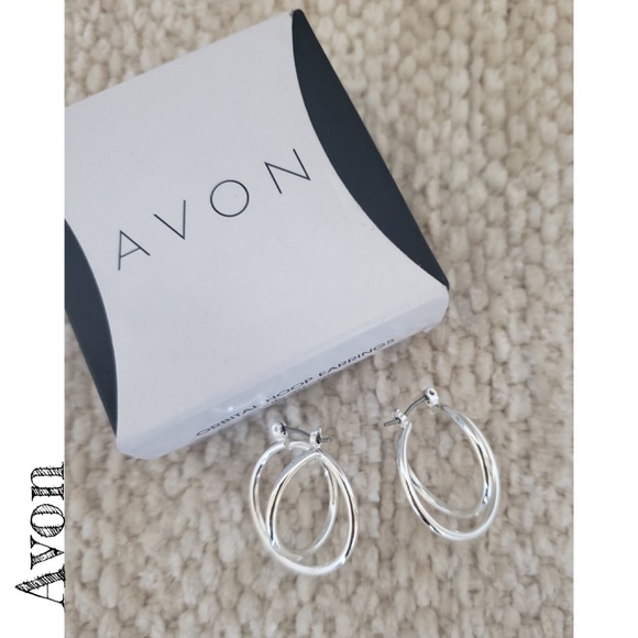 Avon Jewelry - Avon Orbital Silvertone Hoop Earrings